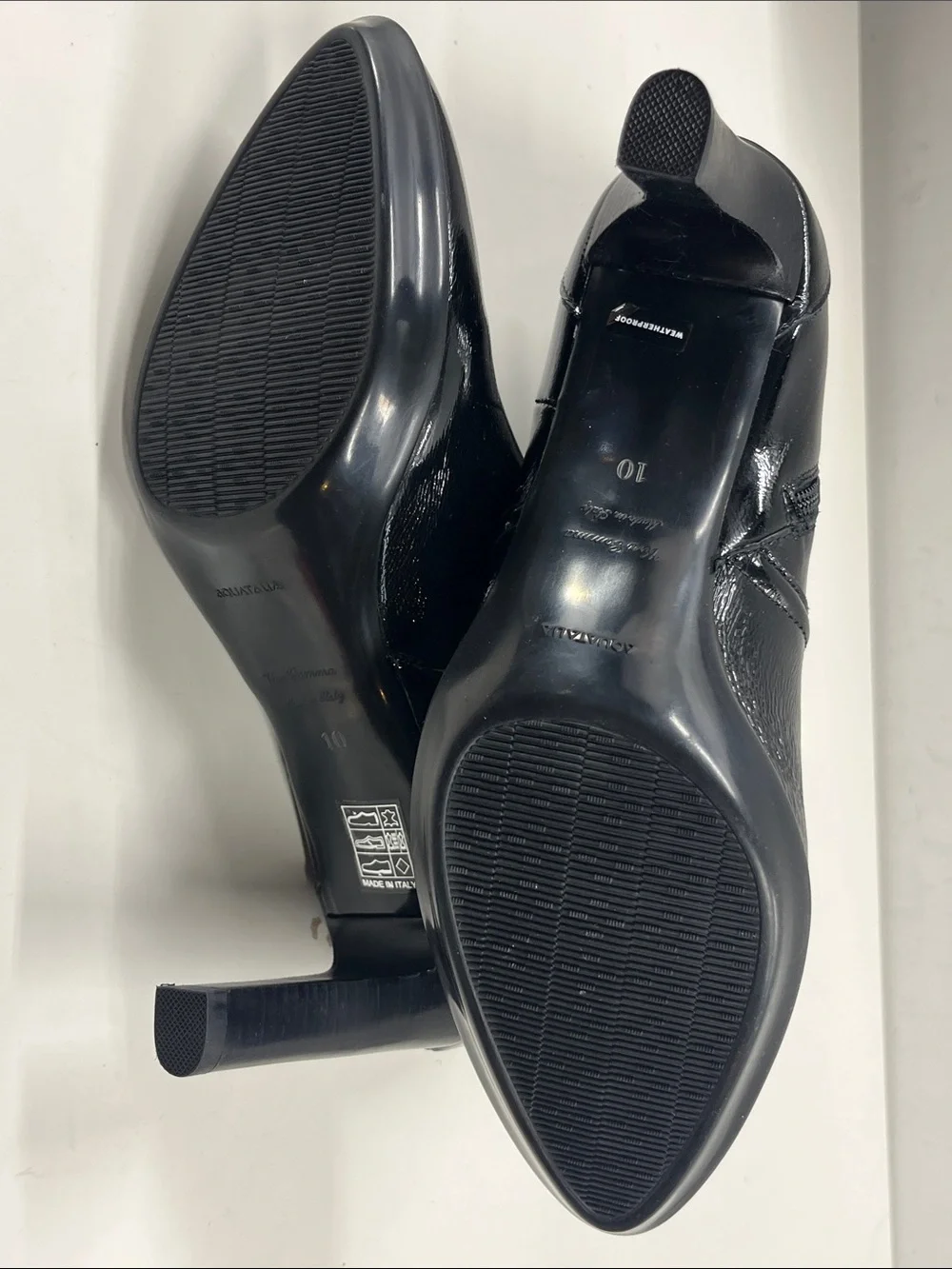New Aquatalia Renisa Leather Boots in Black Leather Size 10